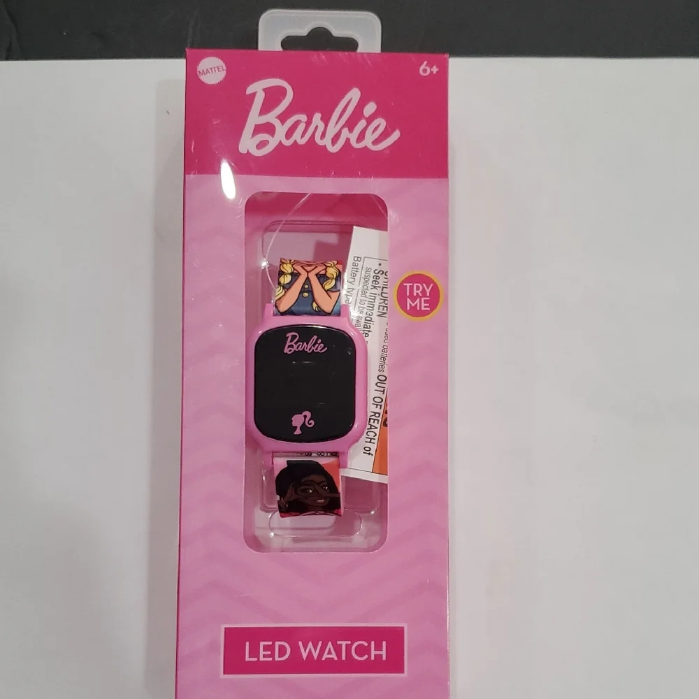 Barbie pink‎ multi Barbie monogram face LED watch brand new
